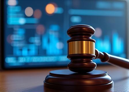 Legal gavel and digital tablet representing modern law